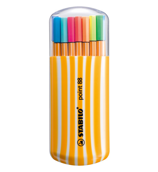Micropunta/Felpa, Point 88, Punta Fina  0.4 mm, Estuche x 20. 20 Colores Surtidos